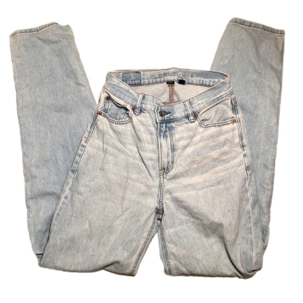 American Eagle High Rise Baggy Straight Light Wash Jeans Women's Size 0